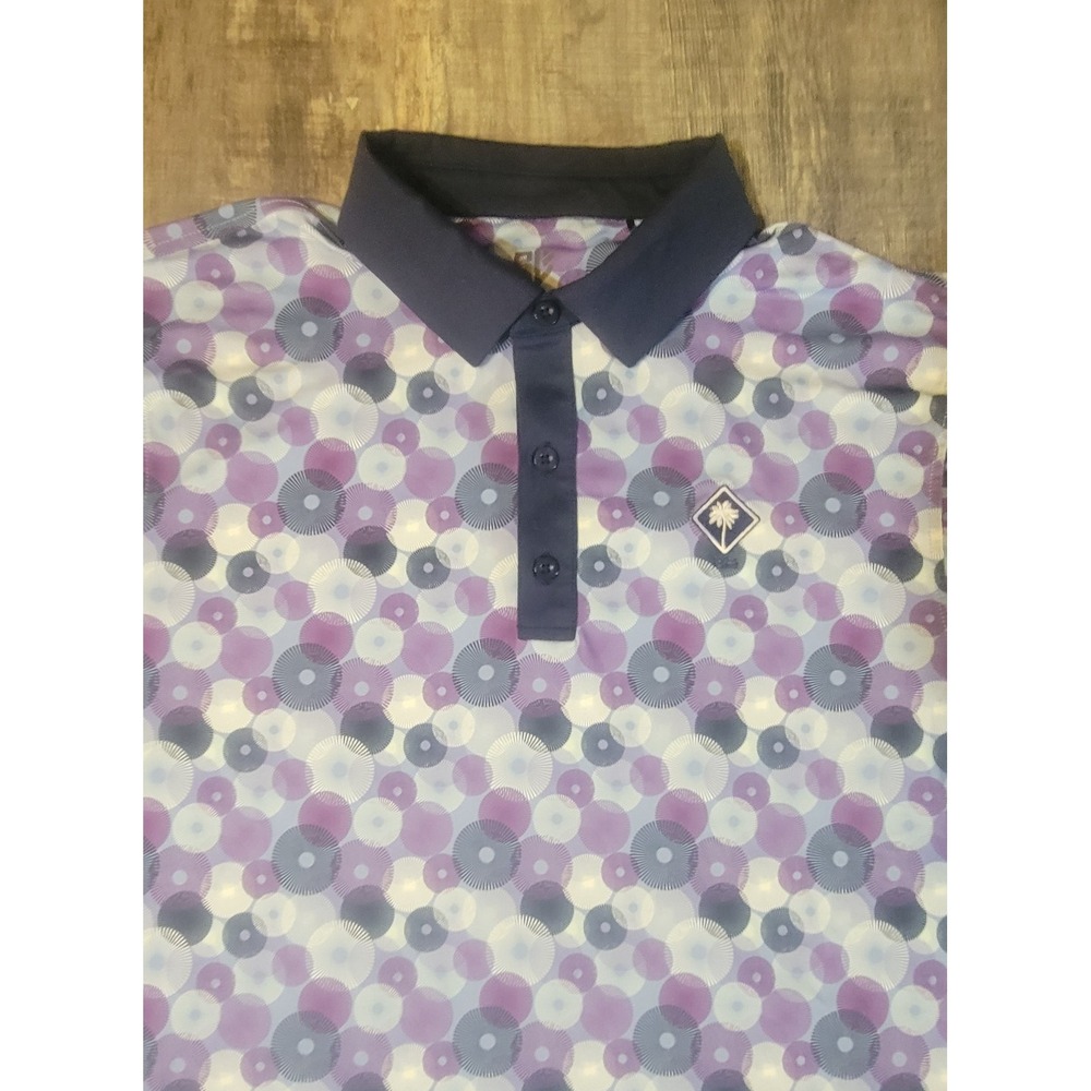 Graham Luxe Performance Golf Polo Mens Large Geometric Pinwheels Palmetto Tree